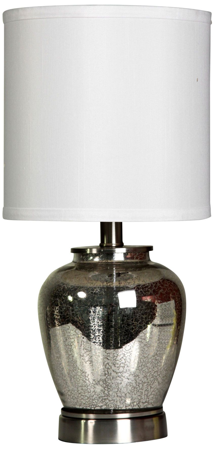 Silver Glass 19"H Accent Table Lamp w/ White Hardback Shade