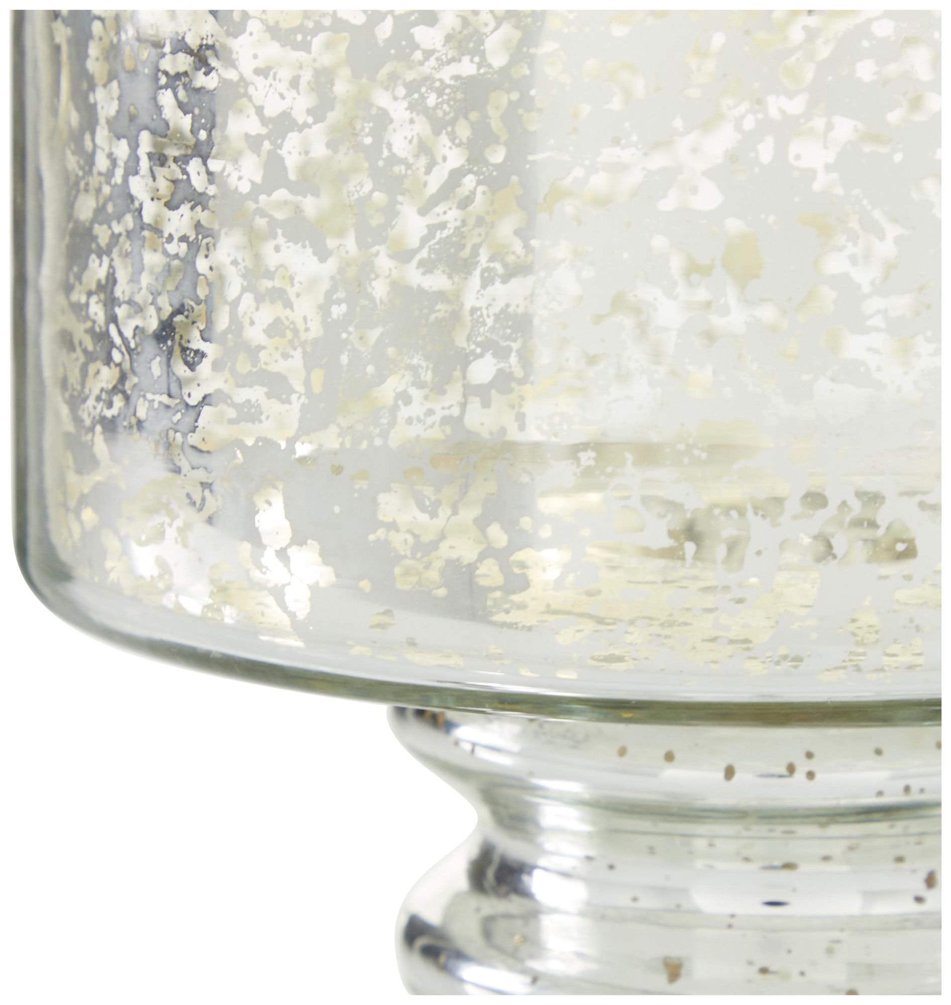 Image 3 Silver Glass Contemporary Hurricane Lamp, 6" x 6" x 7" more views