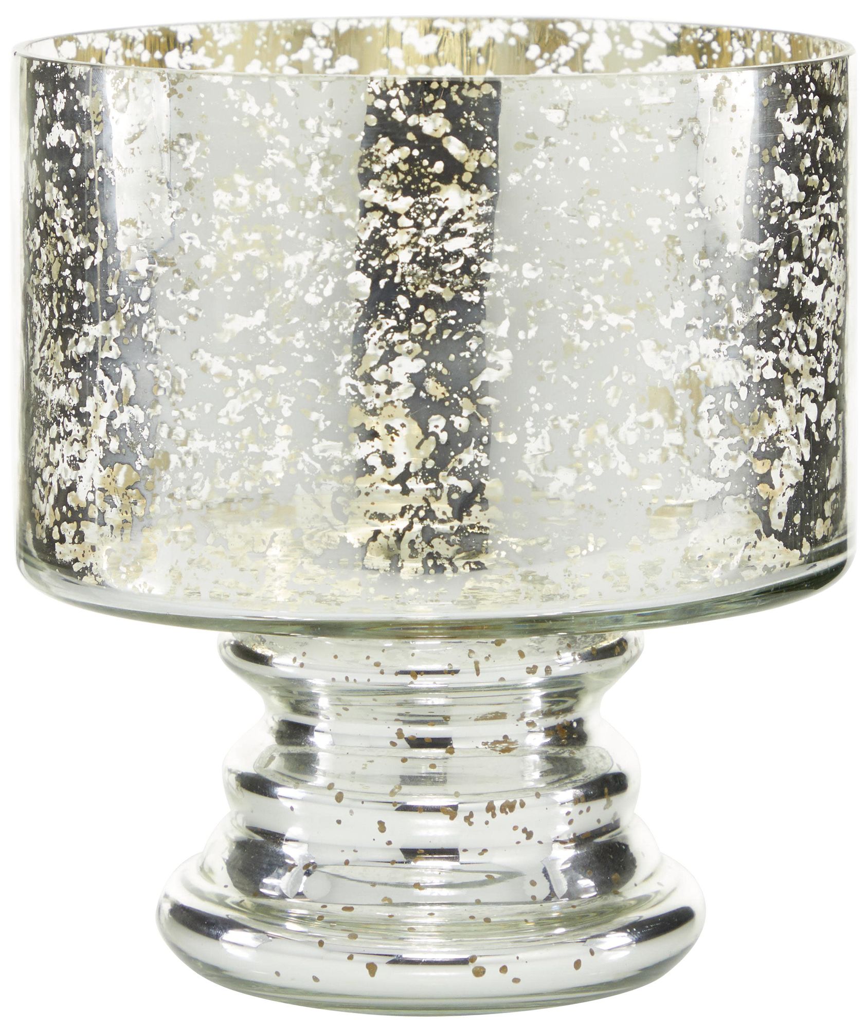 Image 5 Silver Glass Contemporary Hurricane Lamp, 6" x 6" x 7" more views