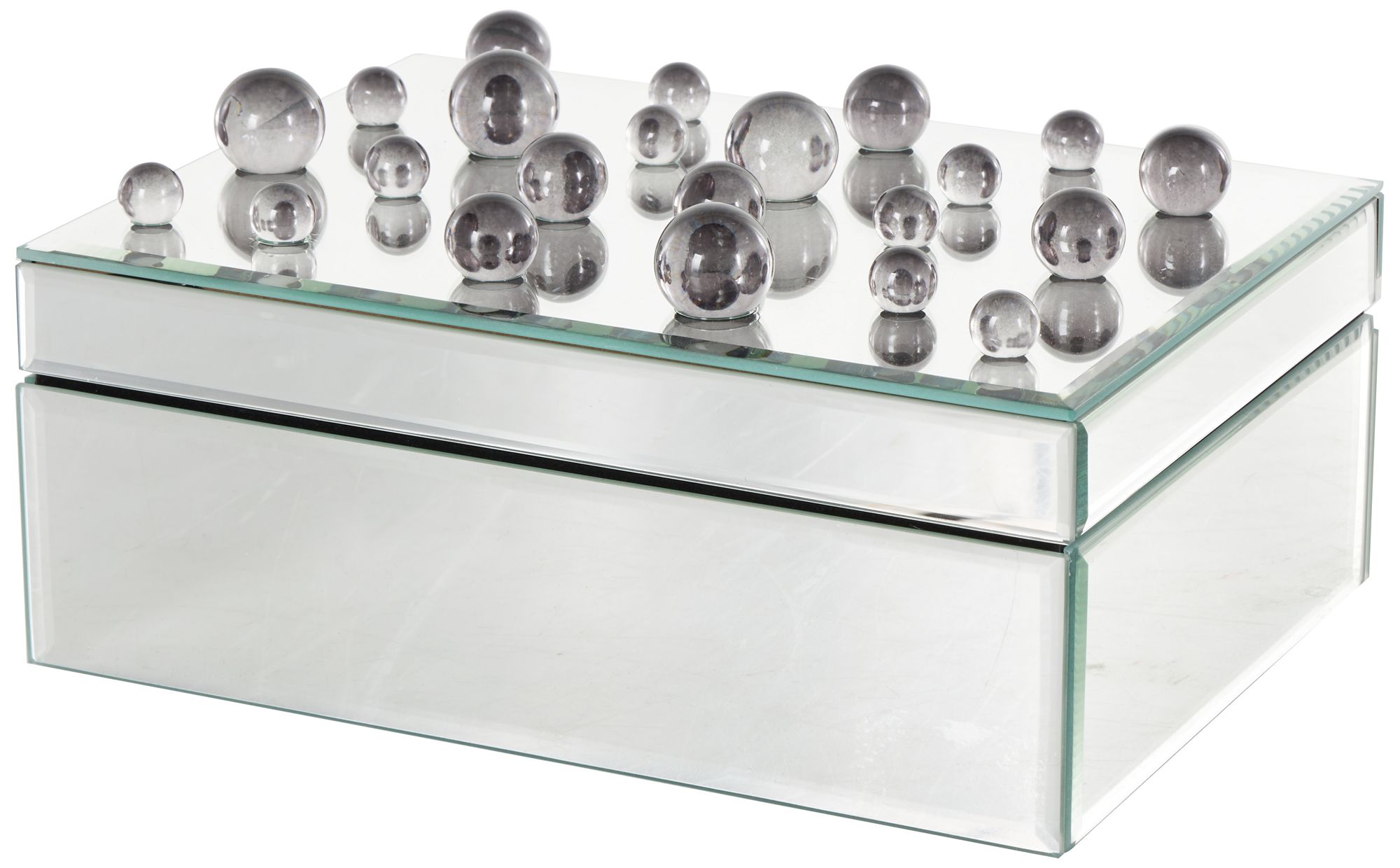 Image 2 Silver Glass Glam Jewelry Box, 10" x 7" x 5"