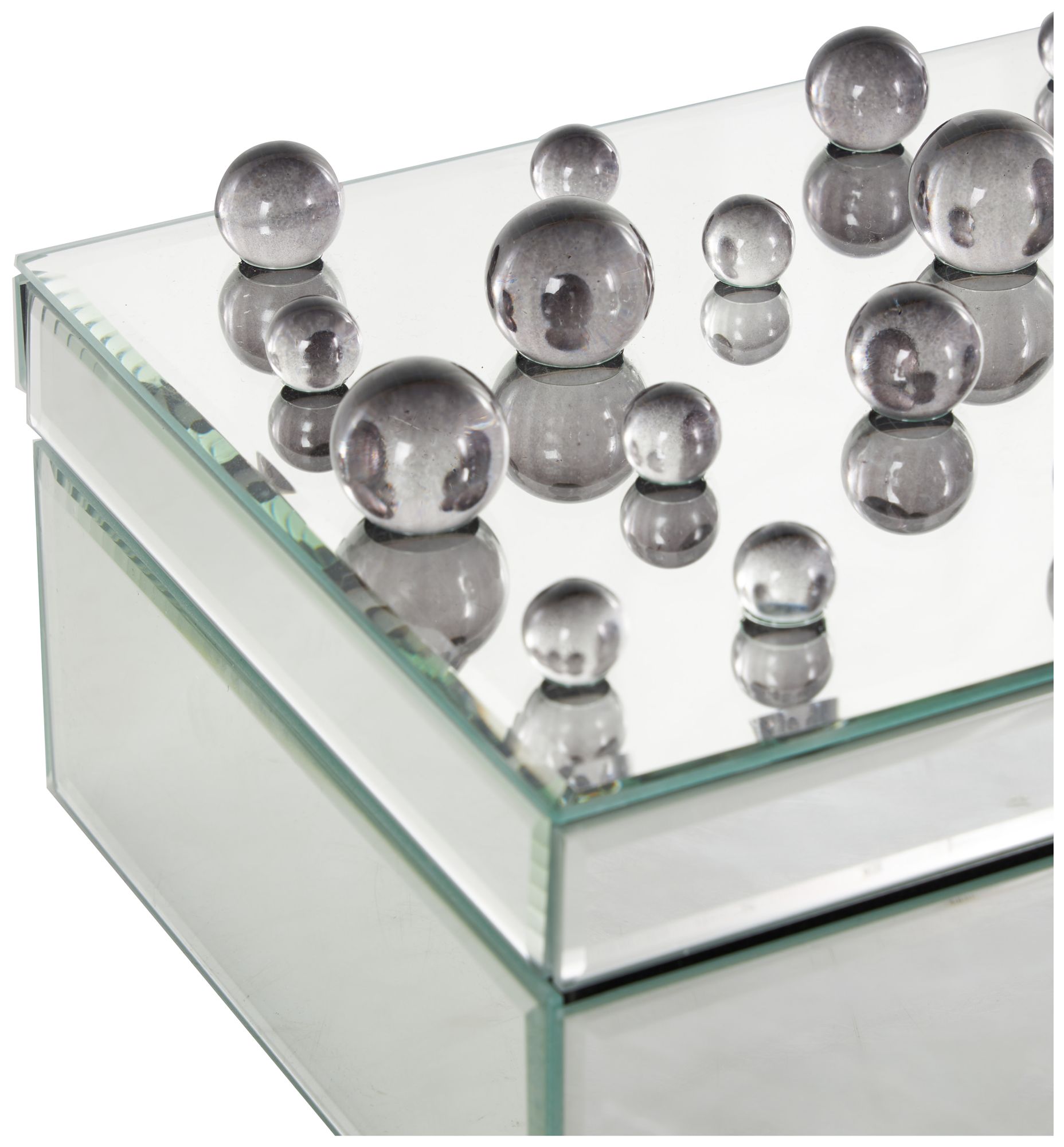 Image 4 Silver Glass Glam Jewelry Box, 10" x 7" x 5" more views