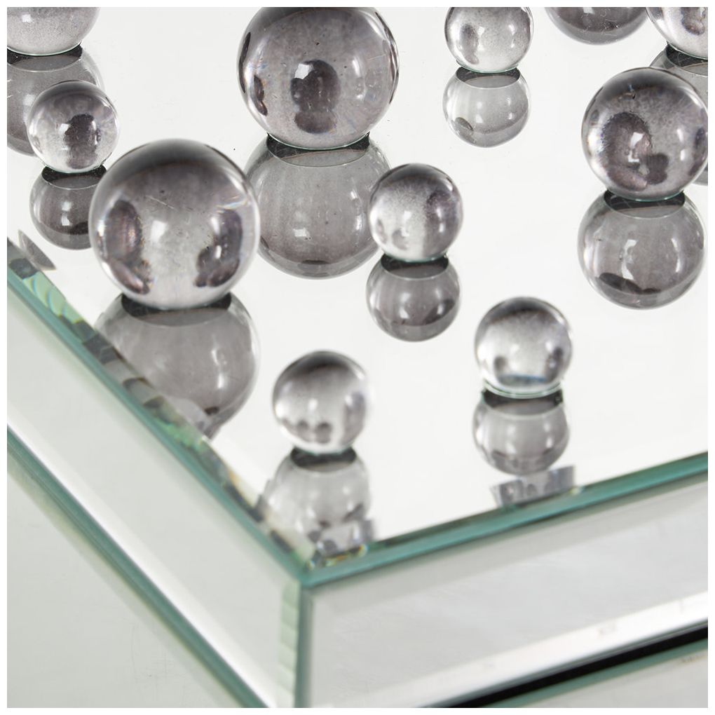 Silver Glass Glam Jewelry Box, 10" x 7" x 5"