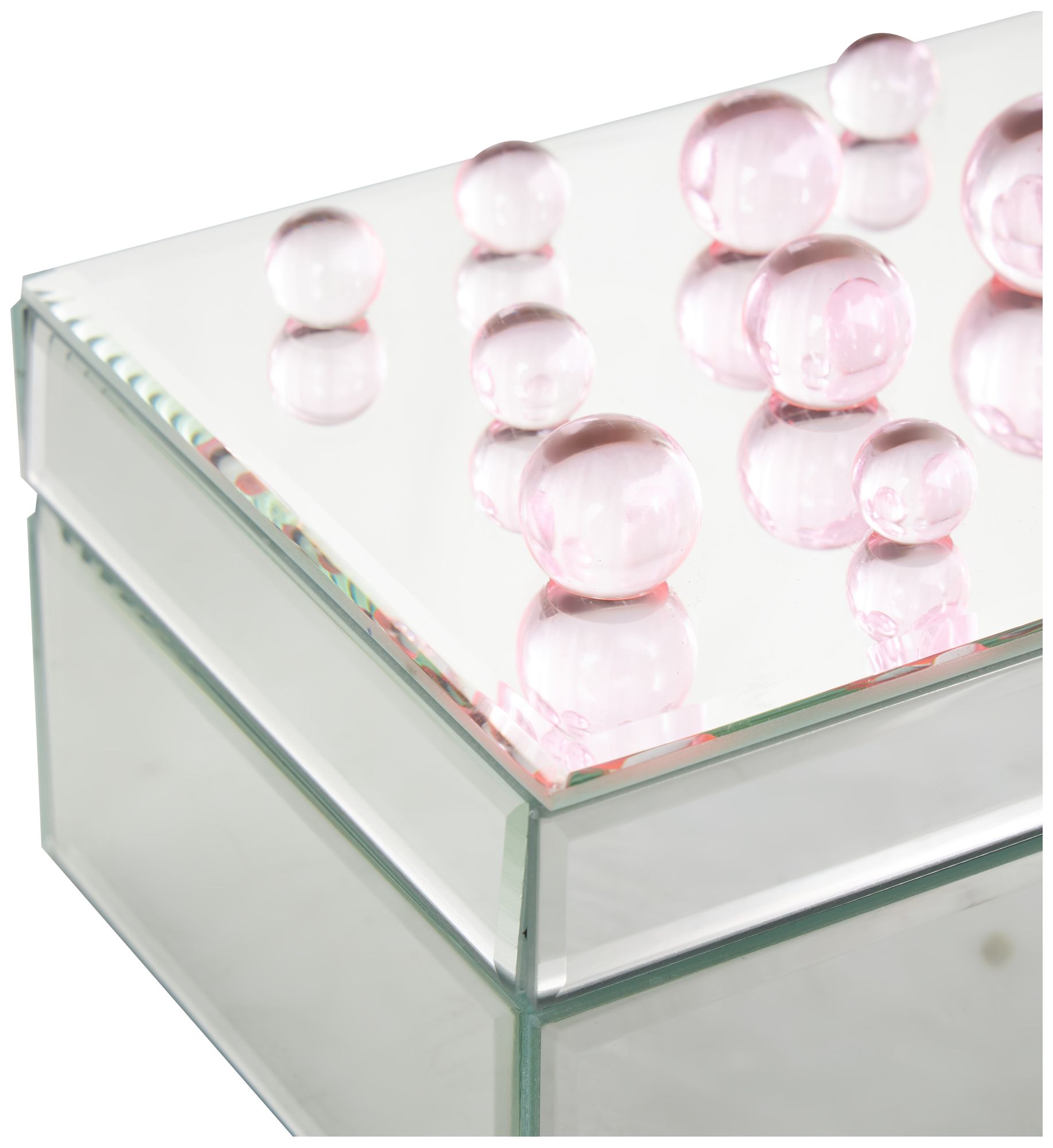 Image 3 Silver Glass Glam Jewelry Box, 8" x 5" x 4" more views