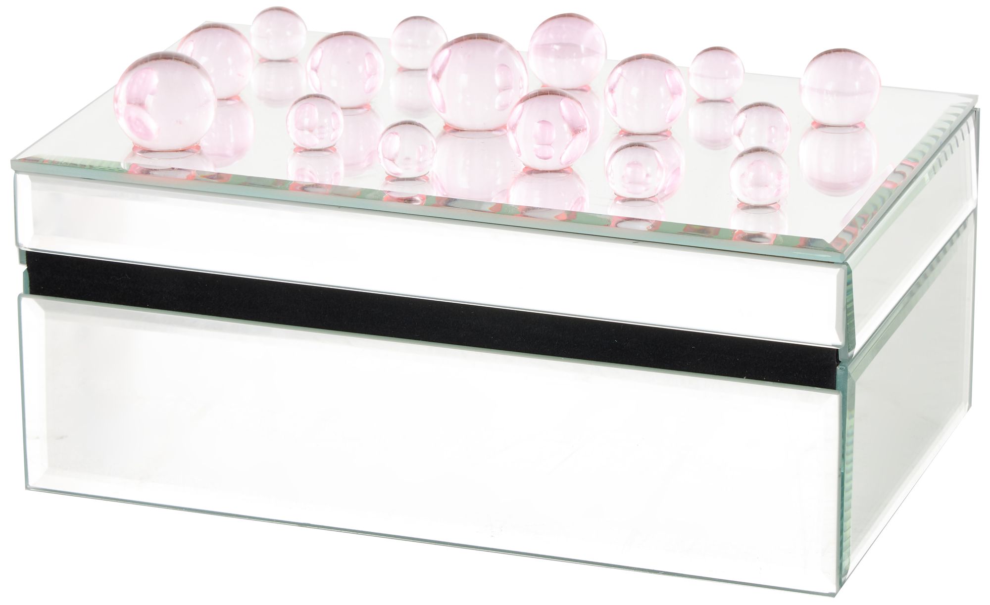 Image 5 Silver Glass Glam Jewelry Box, 8" x 5" x 4" more views