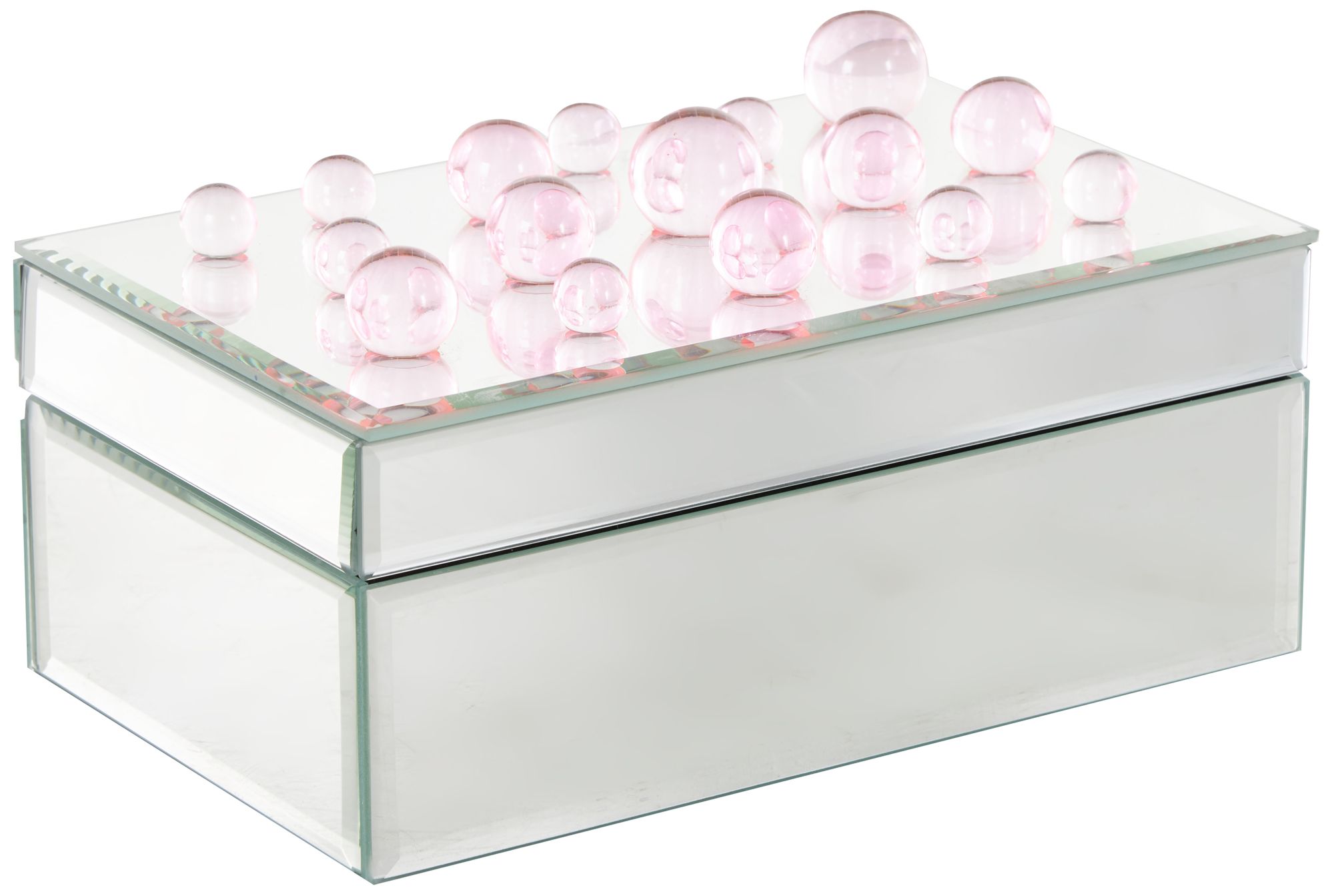 Image 6 Silver Glass Glam Jewelry Box, 8" x 5" x 4" more views