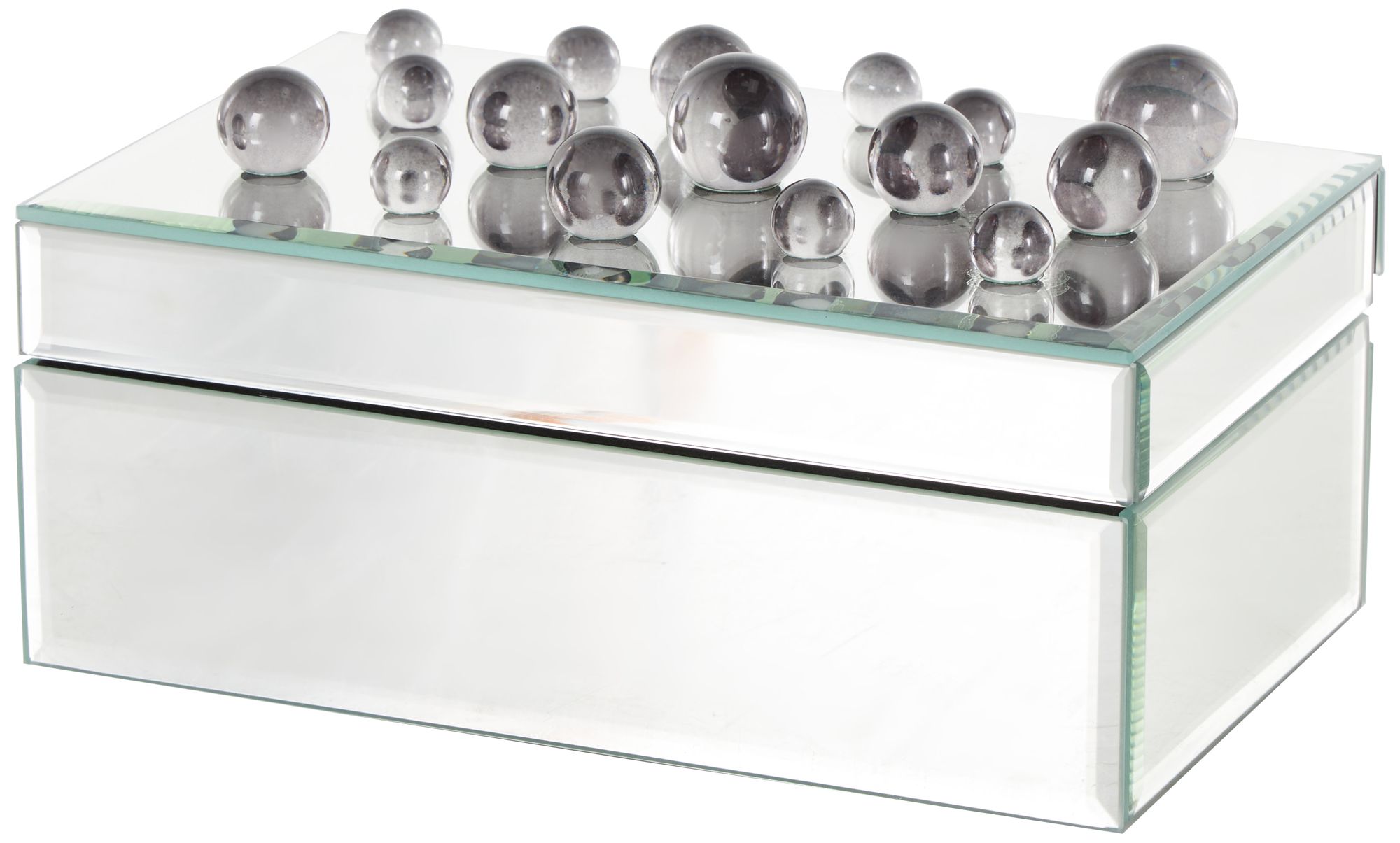 Image 2 Silver Glass Glam Jewelry Box, 8" x 5" x 4"