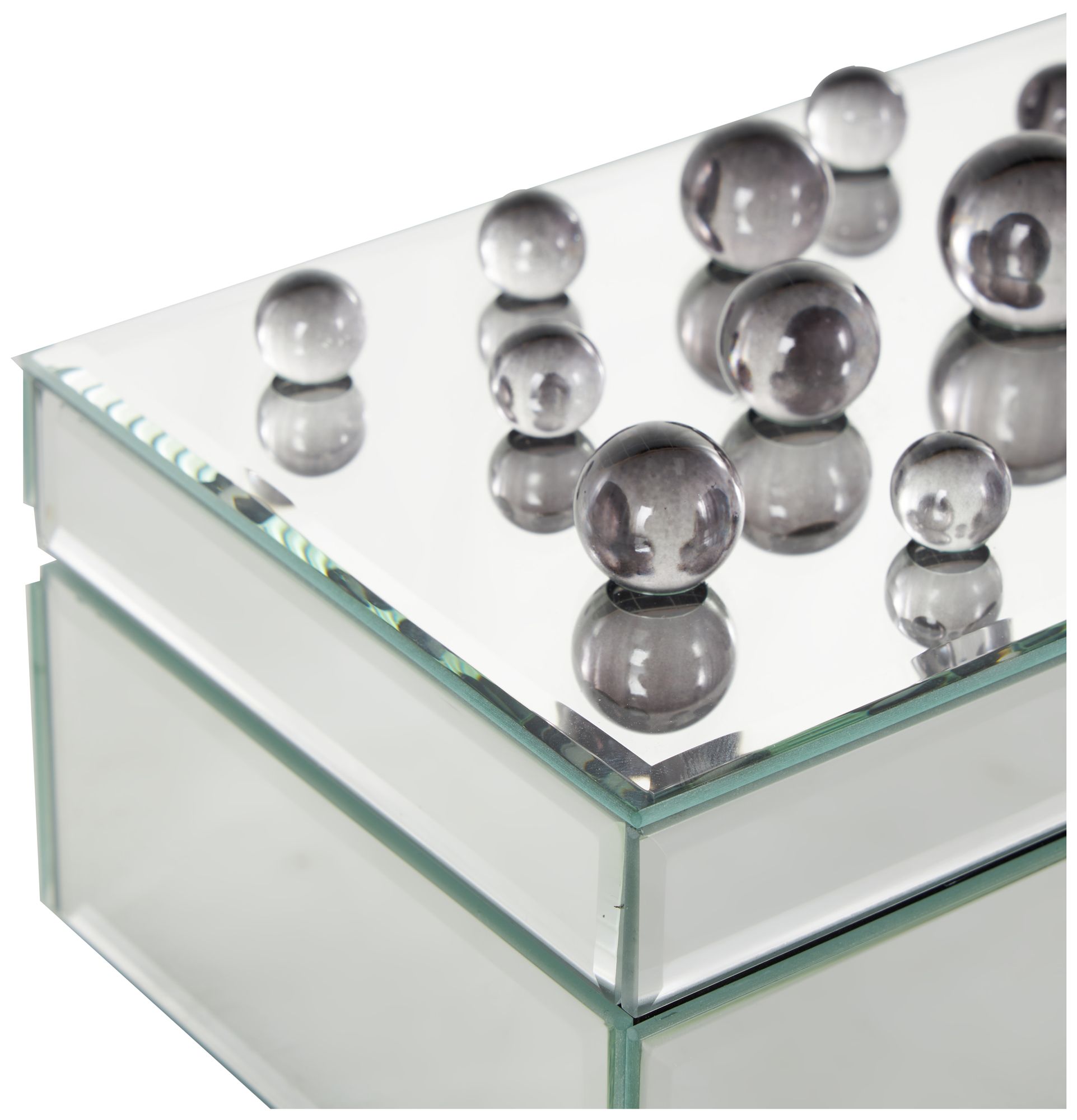 Image 4 Silver Glass Glam Jewelry Box, 8" x 5" x 4" more views