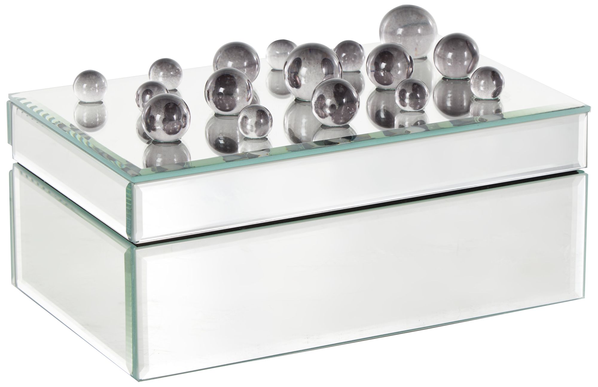 Image 6 Silver Glass Glam Jewelry Box, 8" x 5" x 4" more views