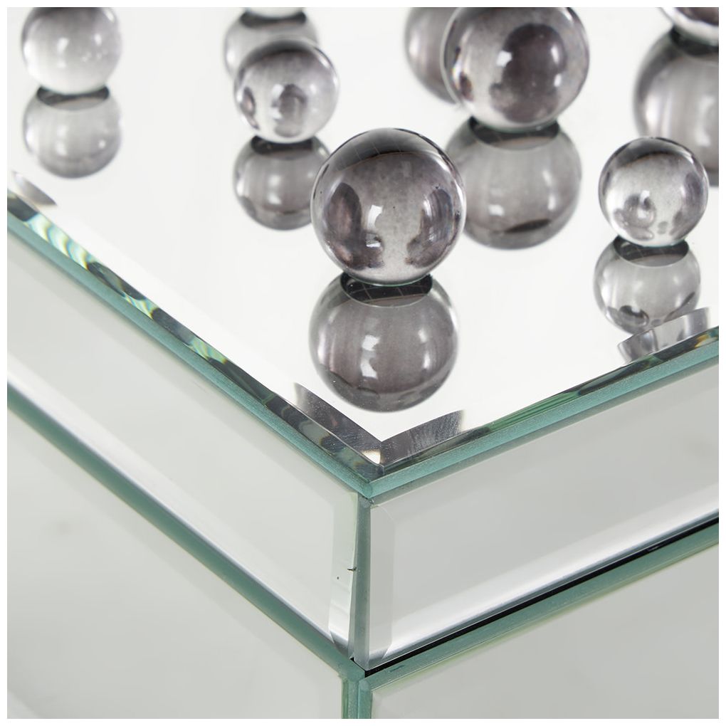 Silver Glass Glam Jewelry Box, 8" x 5" x 4"