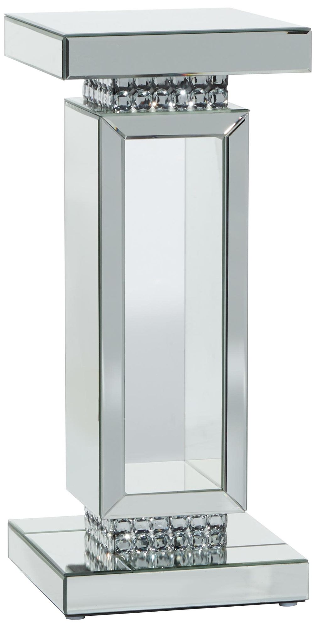 Image 2 Silver Glass Glam Pedestal Table, 12" x 12" x 28"