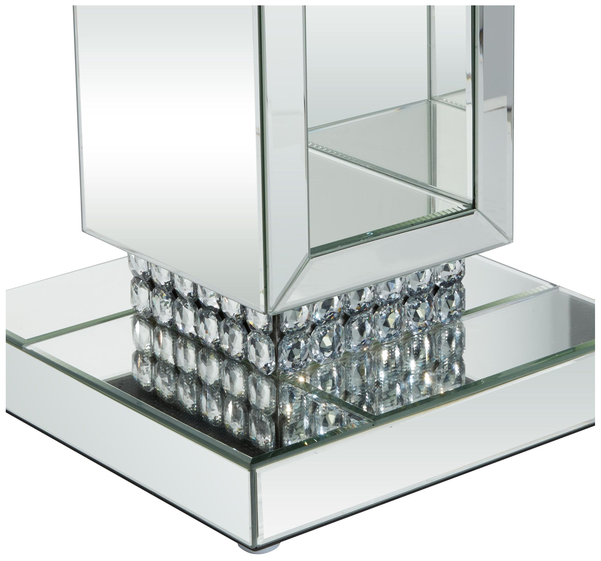 Image 3 Silver Glass Glam Pedestal Table, 12" x 12" x 28" more views