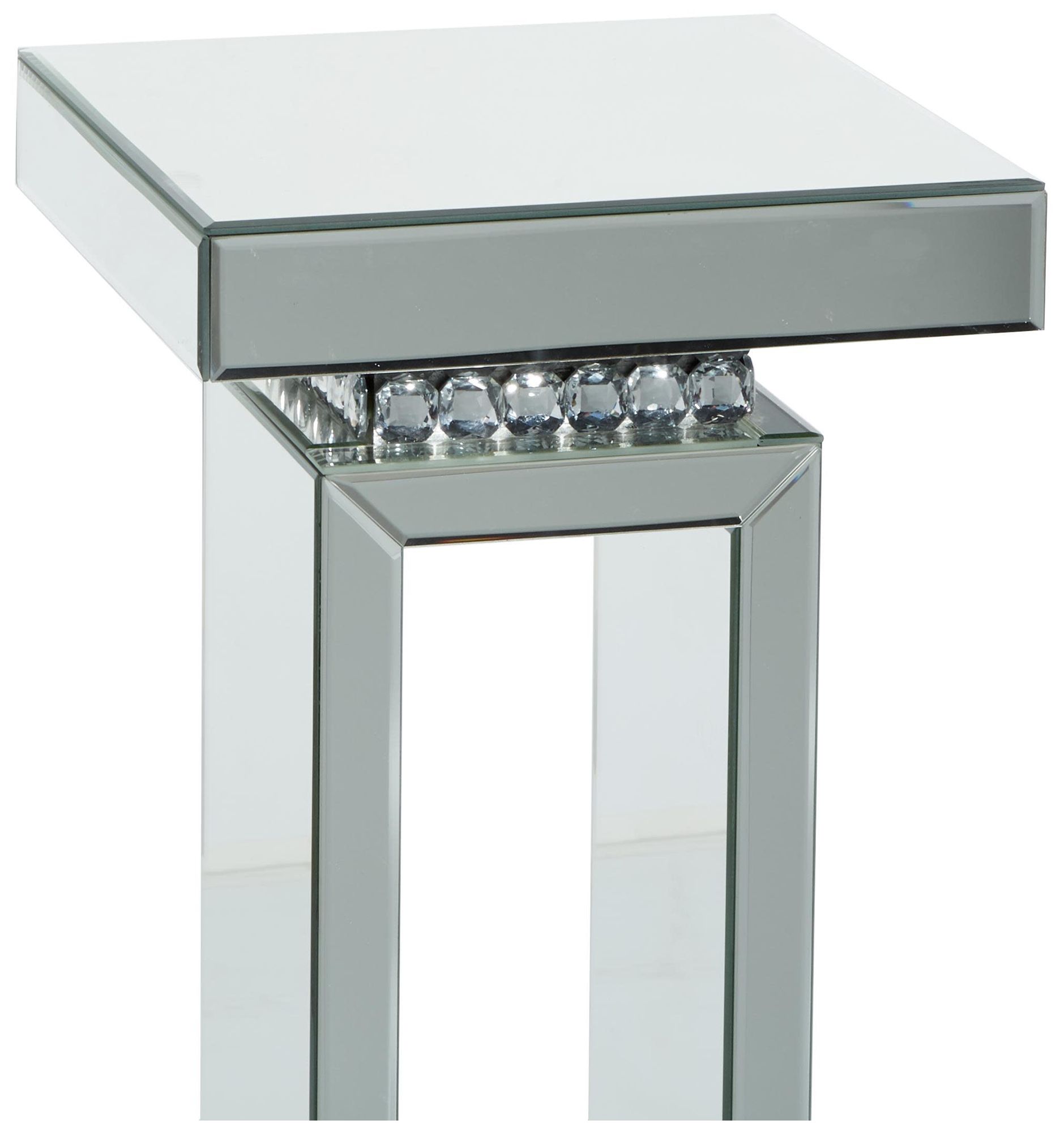 Image 4 Silver Glass Glam Pedestal Table, 12" x 12" x 28" more views