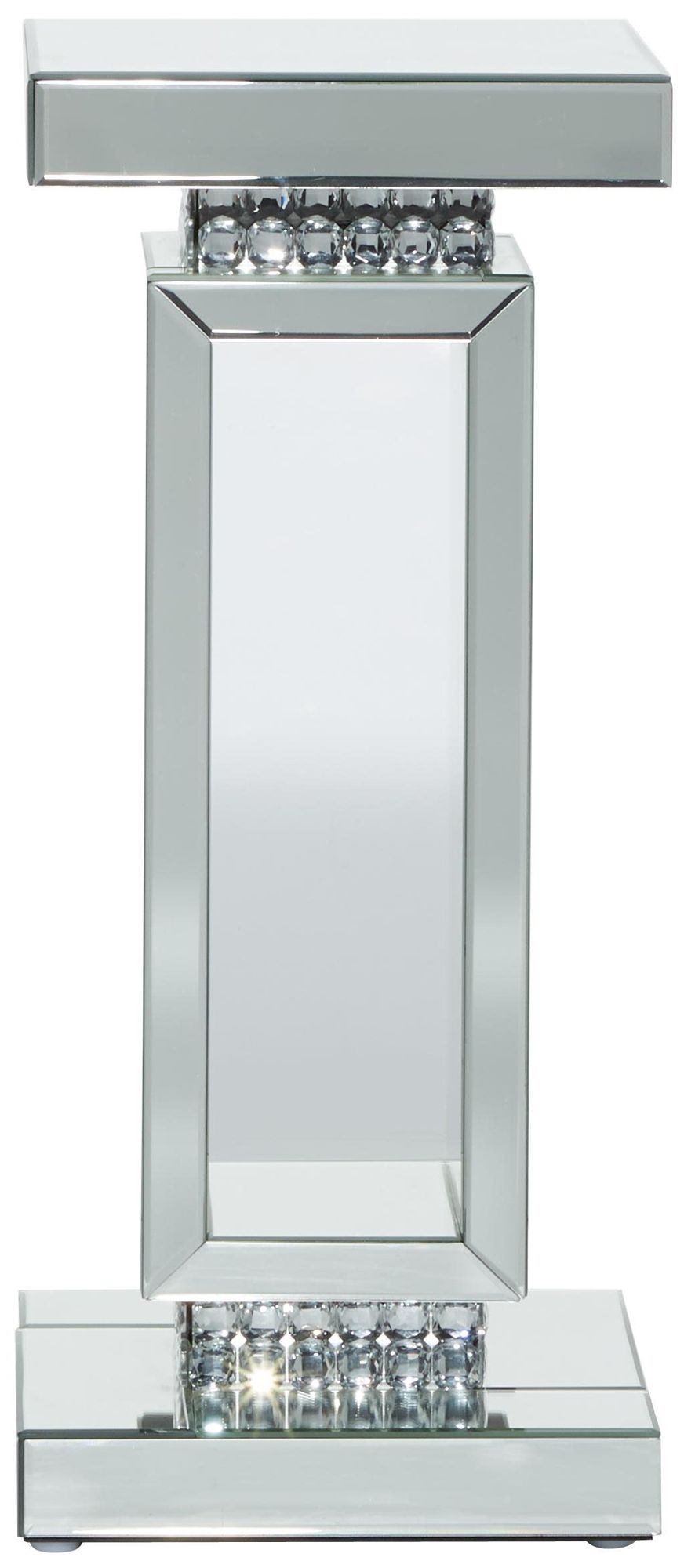 Image 5 Silver Glass Glam Pedestal Table, 12" x 12" x 28" more views