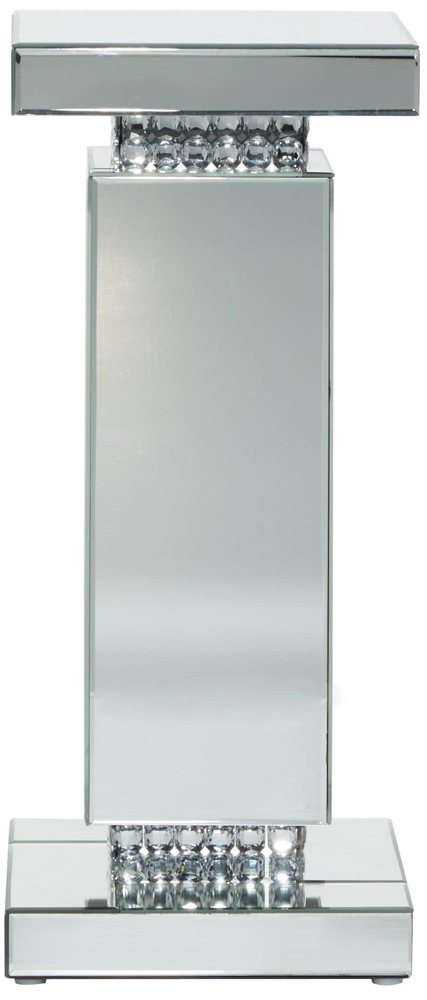 Image 6 Silver Glass Glam Pedestal Table, 12" x 12" x 28" more views