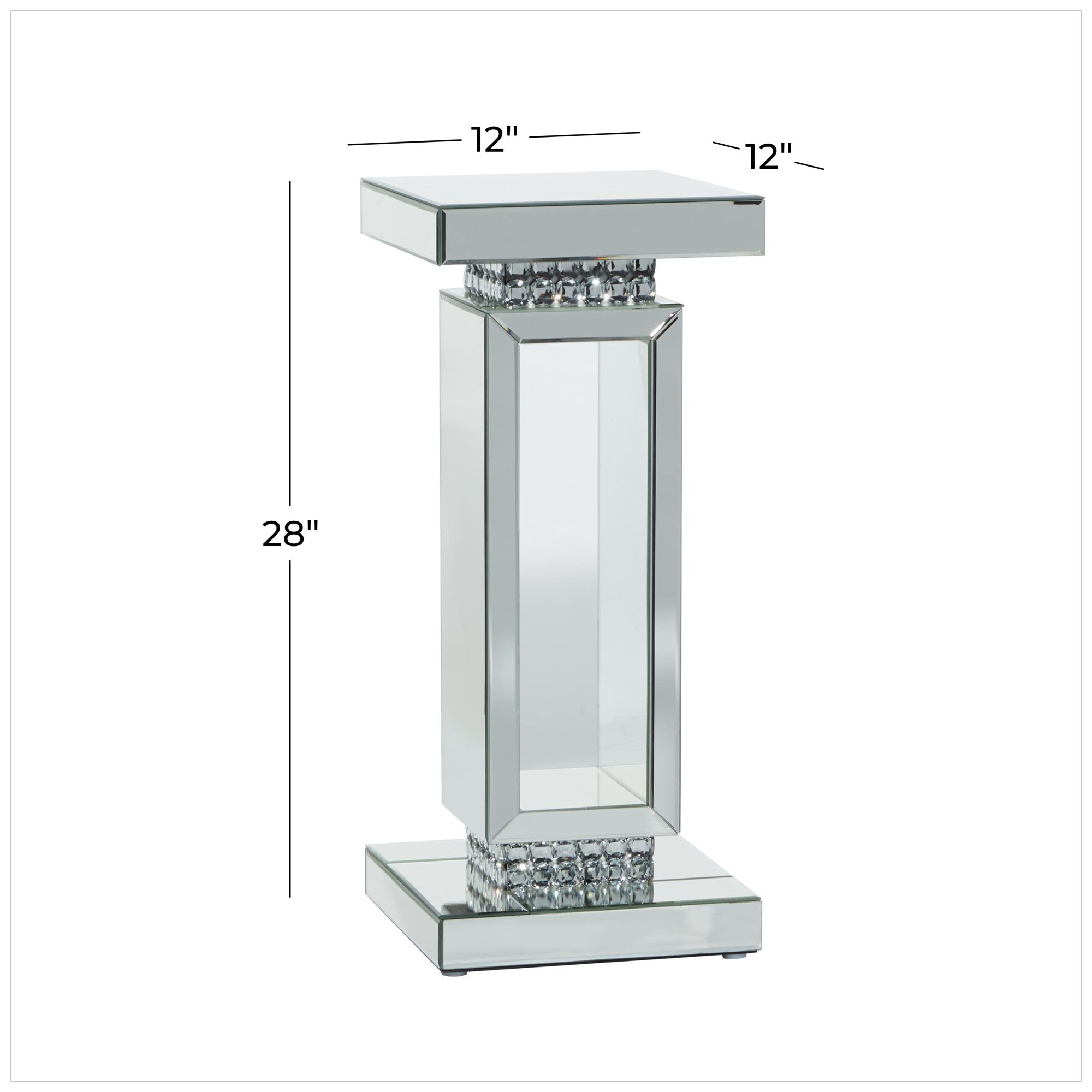 Image 7 Silver Glass Glam Pedestal Table, 12" x 12" x 28" more views