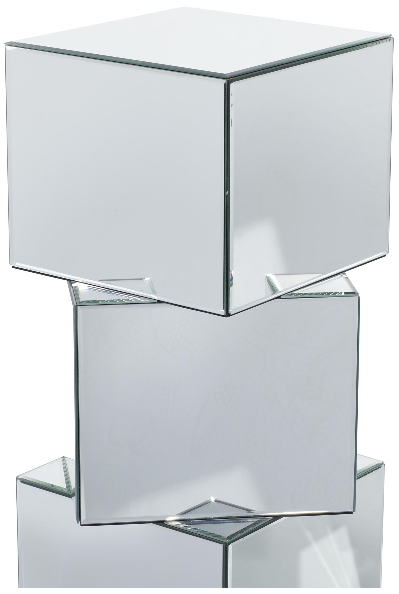 Image 2 Silver Glass Glam Pedestal Table, 15" x 12" x 30" more views