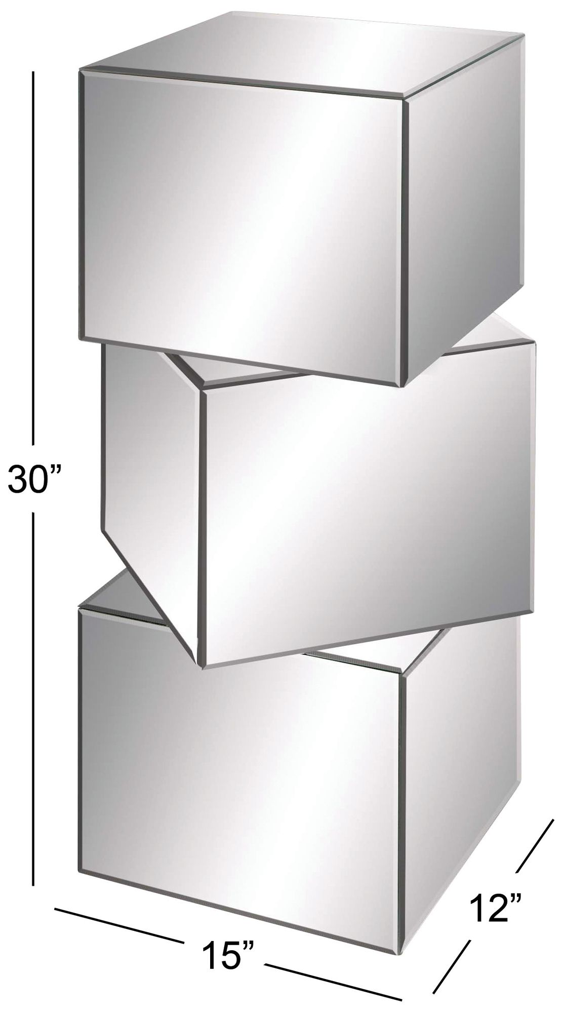 Image 5 Silver Glass Glam Pedestal Table, 15" x 12" x 30" more views