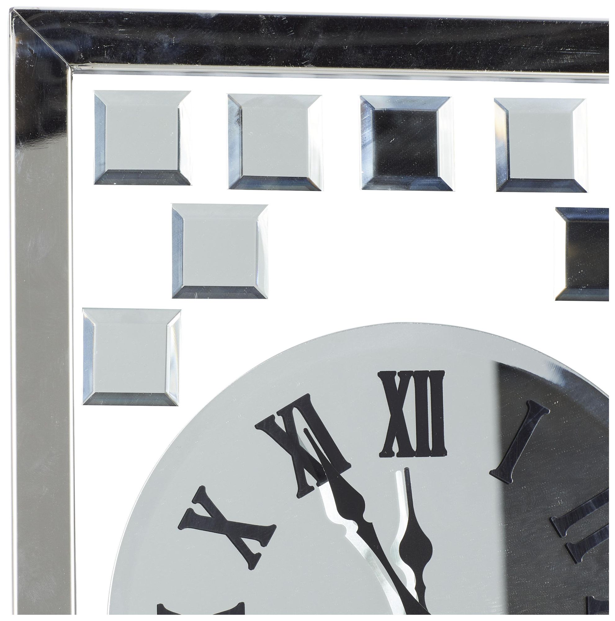 Image 3 Silver Glass Glam Wall Clock, 13" x 1" x 42" more views