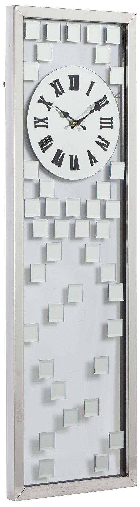 Image 6 Silver Glass Glam Wall Clock, 13" x 1" x 42" more views