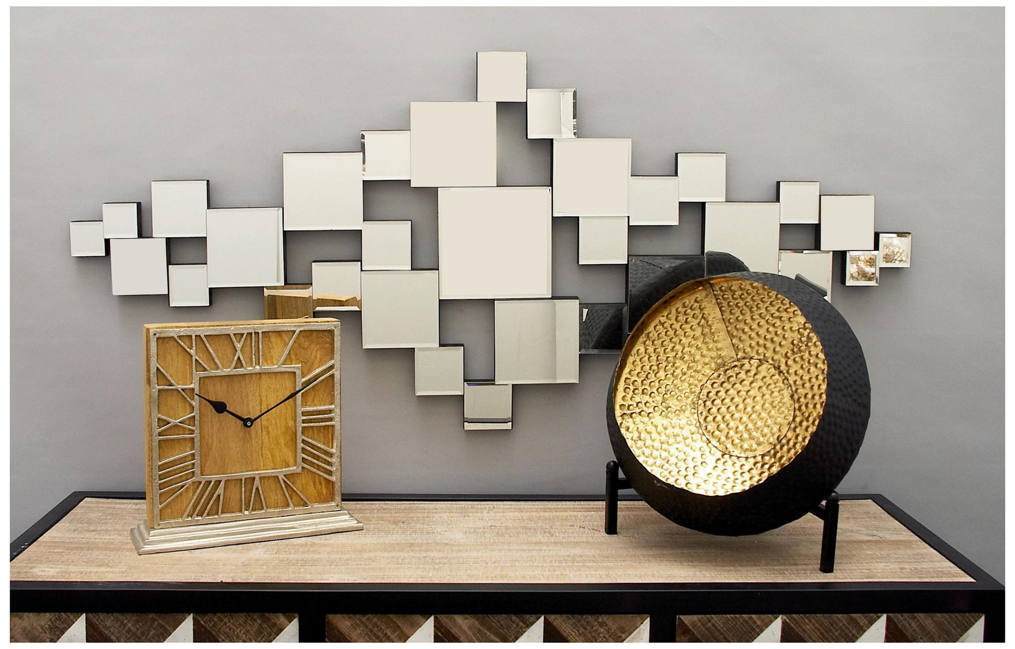 Thumbnail3 of Silver Glass Glam Wall Mirror, 21" x 1" x 48" more views