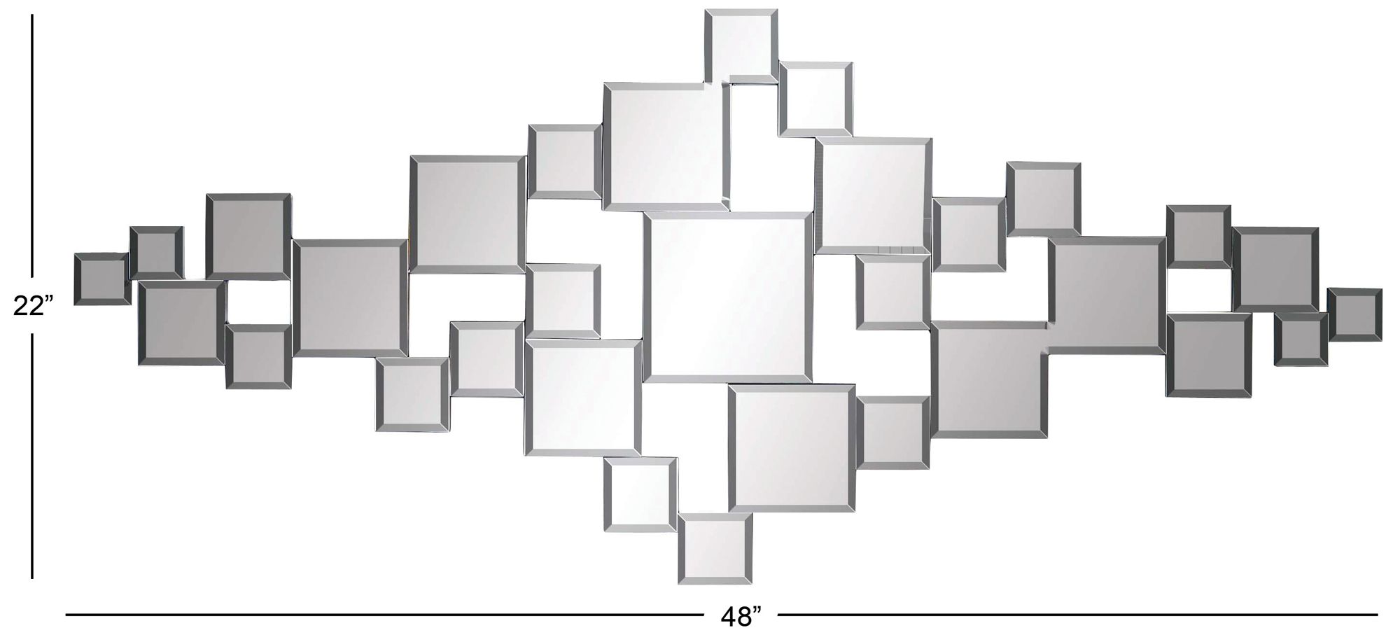 Silver Glass Glam Wall Mirror, 21" x 1" x 48"