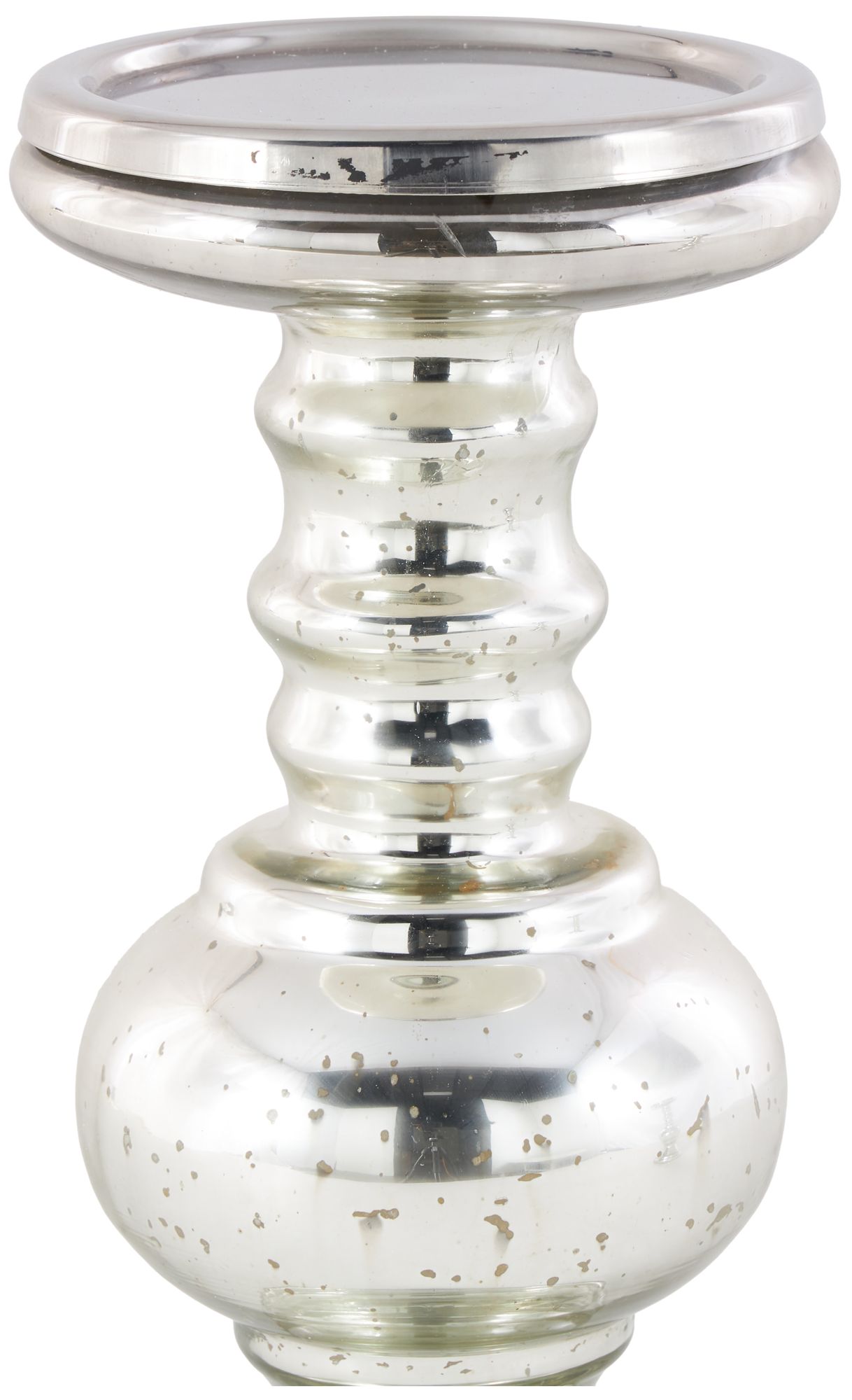 Image 3 Silver Glass Traditional Candle Holder, S/2 9", 12"H more views