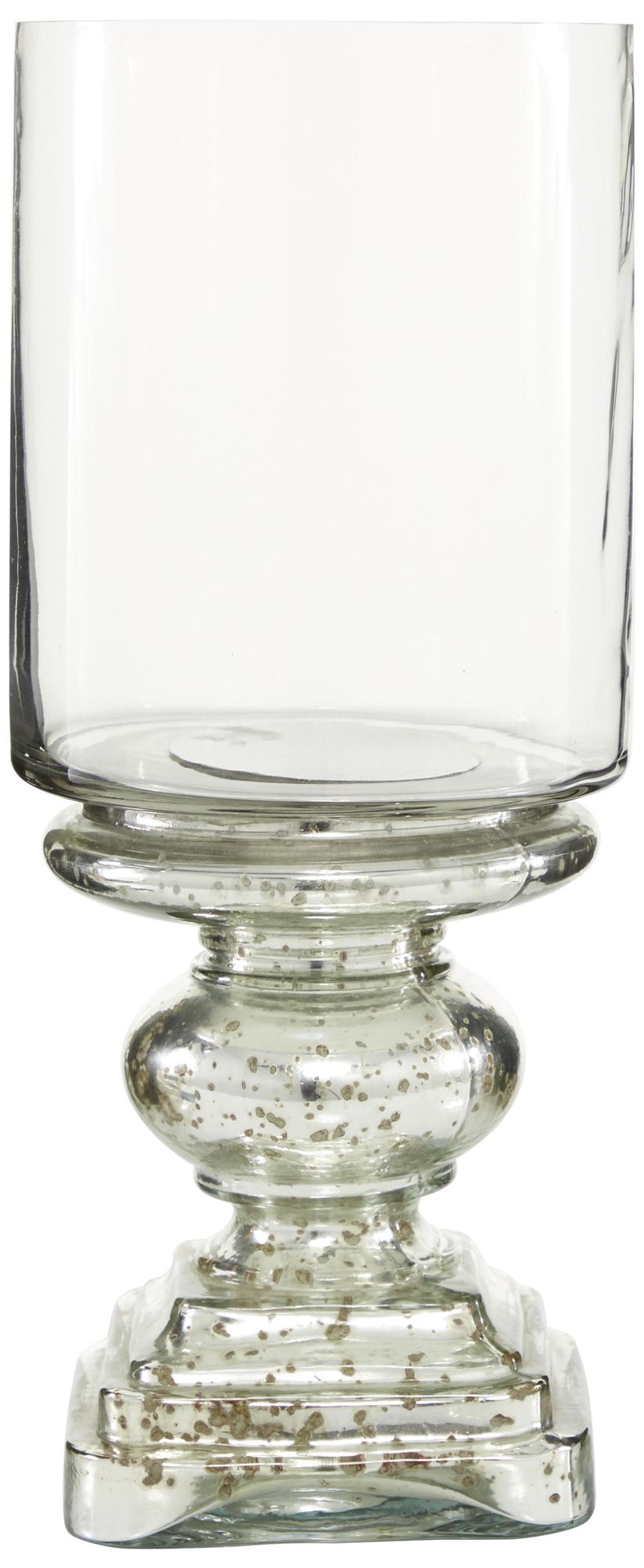 Image 5 Silver Glass Traditional Hurricane Lamp, 6" x 6" x 16" more views