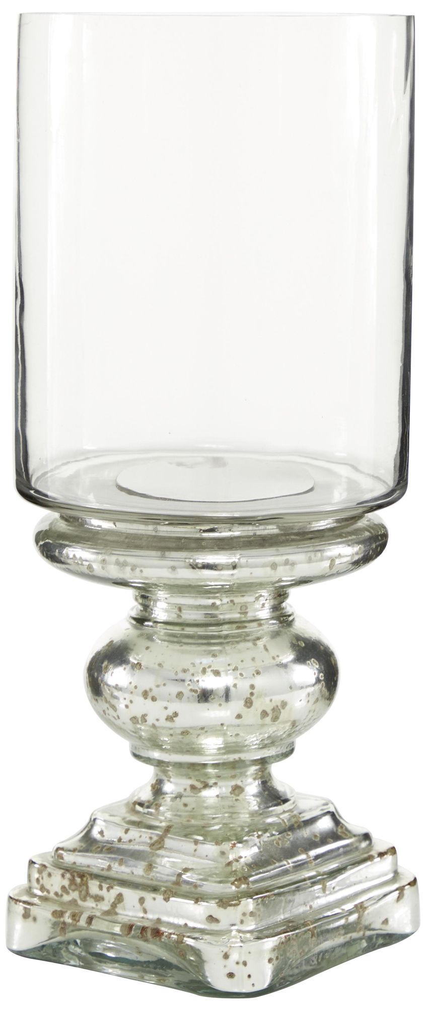 Image 6 Silver Glass Traditional Hurricane Lamp, 6" x 6" x 16" more views