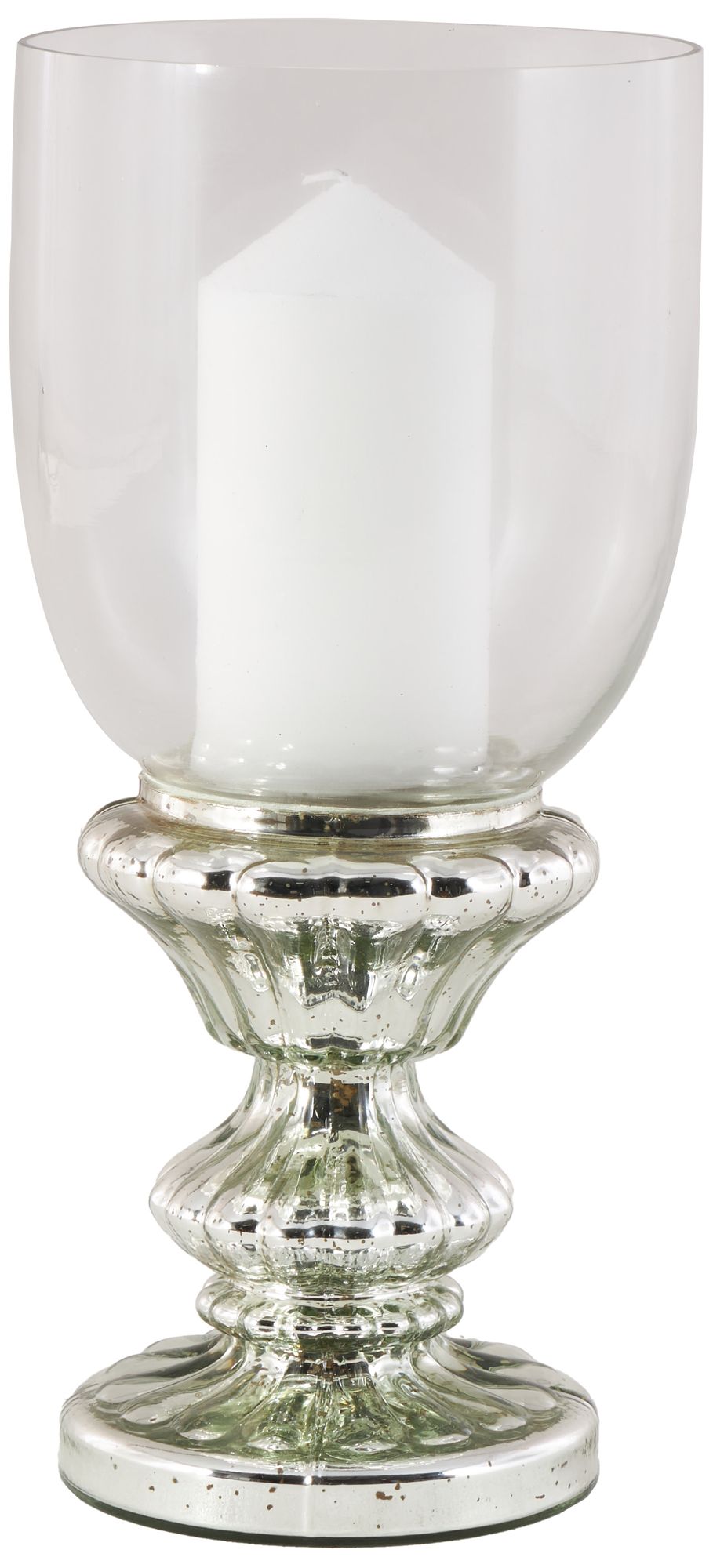 Image 2 Silver Glass Traditional Hurricane Lamp,