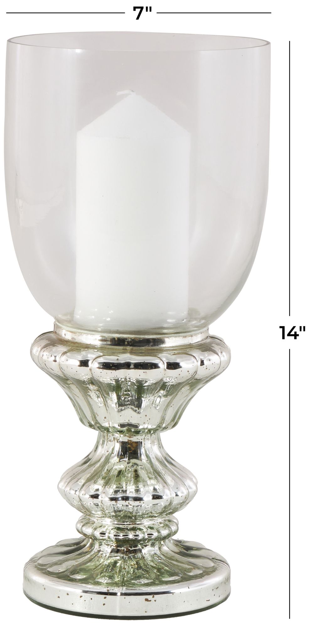 Image 7 Silver Glass Traditional Hurricane Lamp, more views