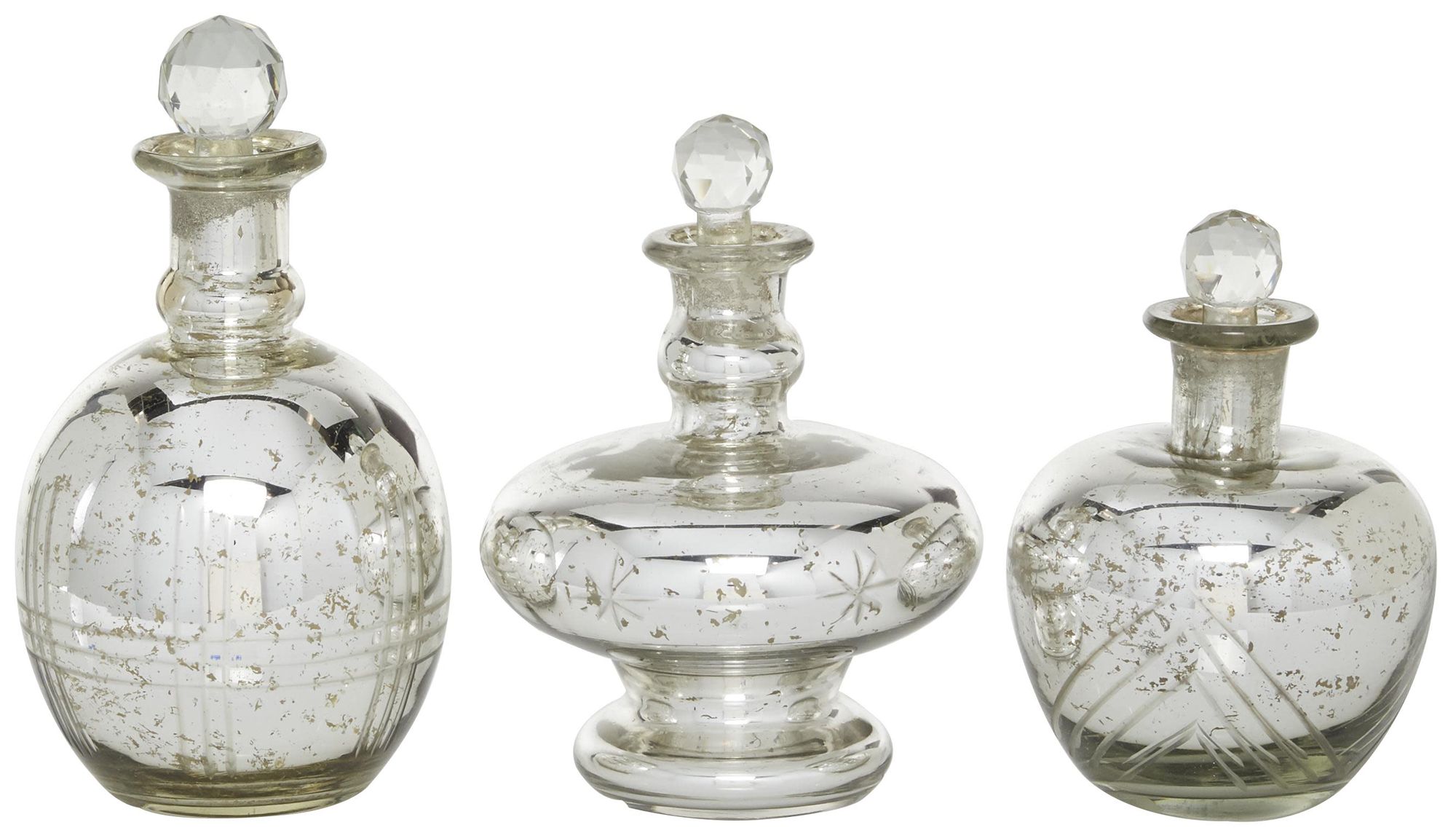 Image 2 Silver Glass Vintage Decorative Jars, S/3 8", 9", 7"H