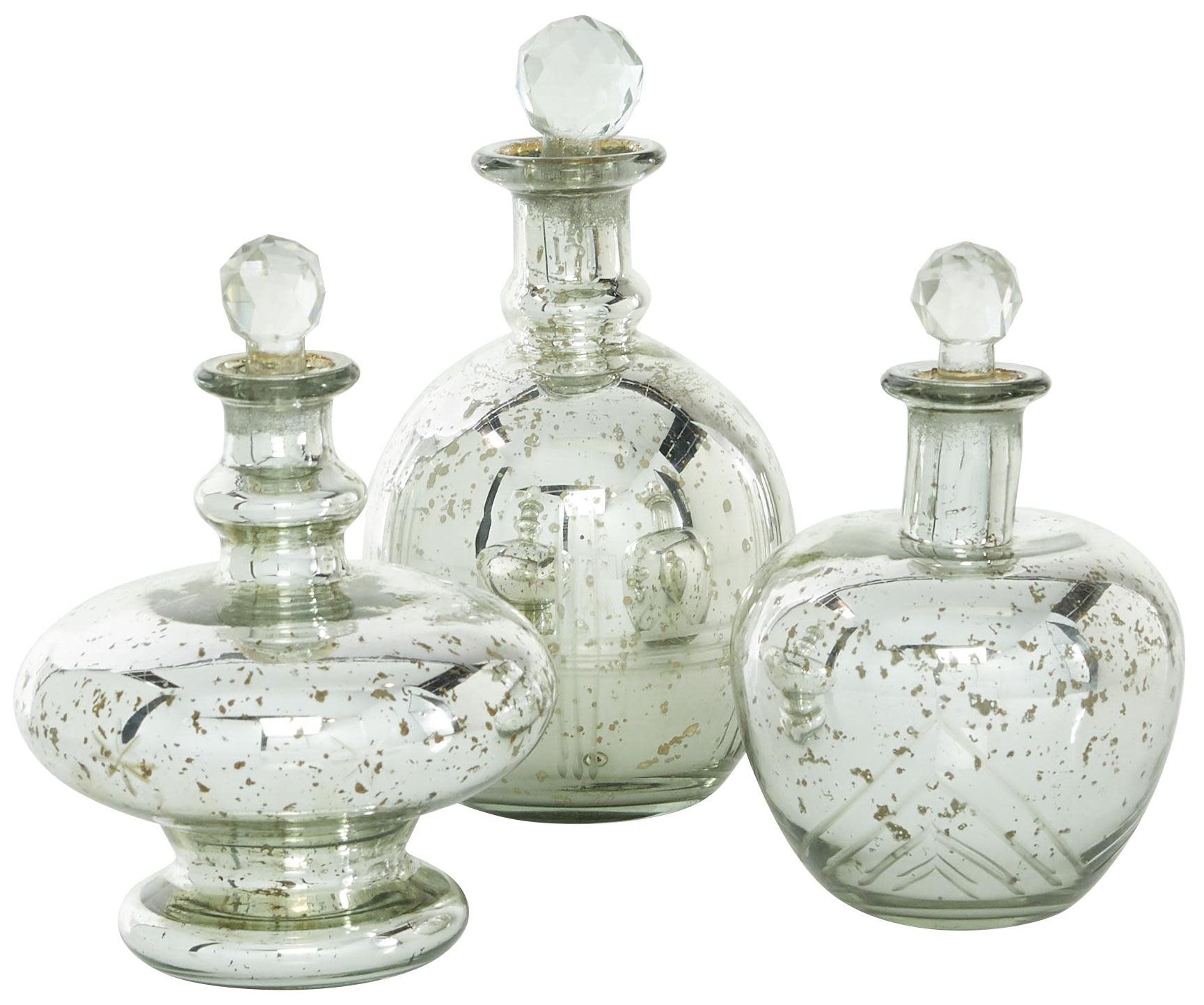 Image 5 Silver Glass Vintage Decorative Jars, S/3 8", 9", 7"H more views