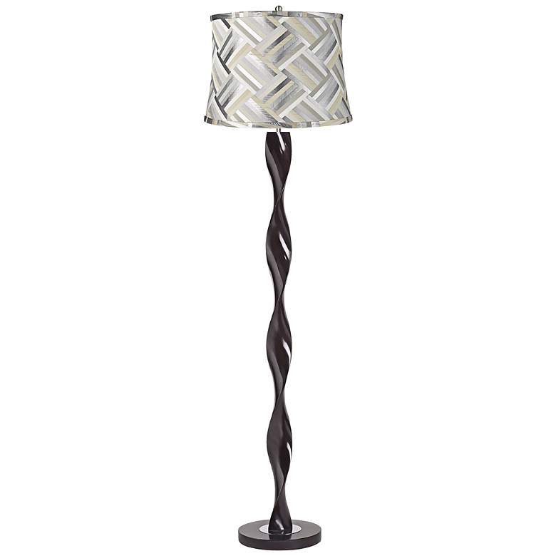 Image 1 Silver Gray Weave Twist Floor Lamp