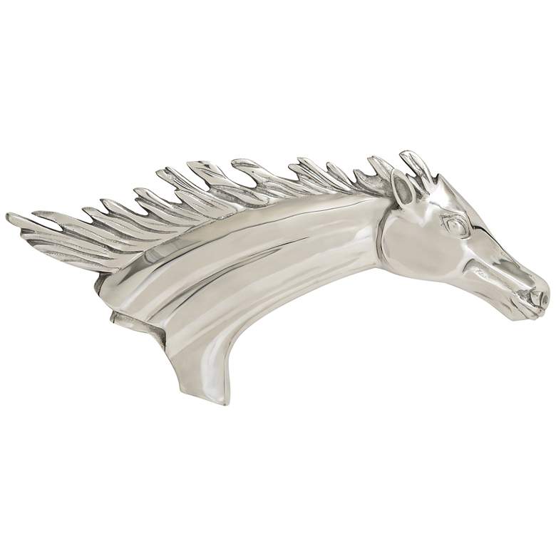 Image 1 Silver Horse Bust 25 inch Wide Decorative Aluminum Wall Art