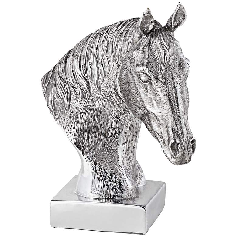 Image 1 Silver Horse Head 8 inch High Sculpture