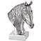 Silver Horse Head 8" High Sculpture