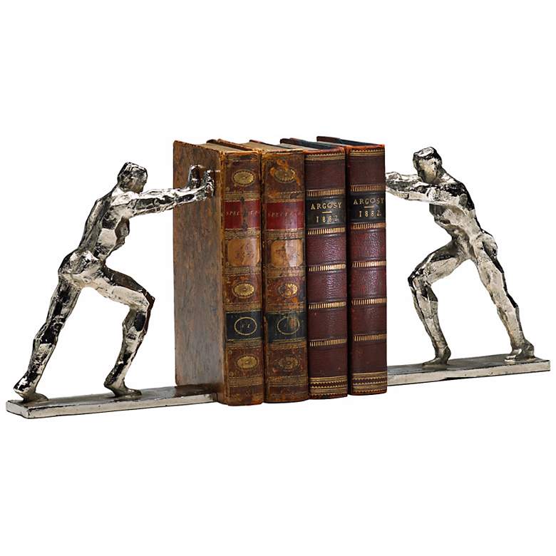 Image 1 Silver Iron Men Bookends Set