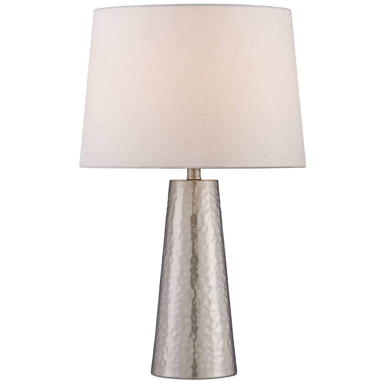Silver Leaf Hammered Metal Cylinder Table Lamp - #W0363 | Lamps Plus