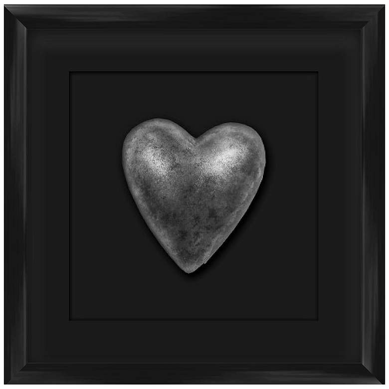 Image 1 Silver Leafed Heart 9 1/4" Square Black Framed Wall Art