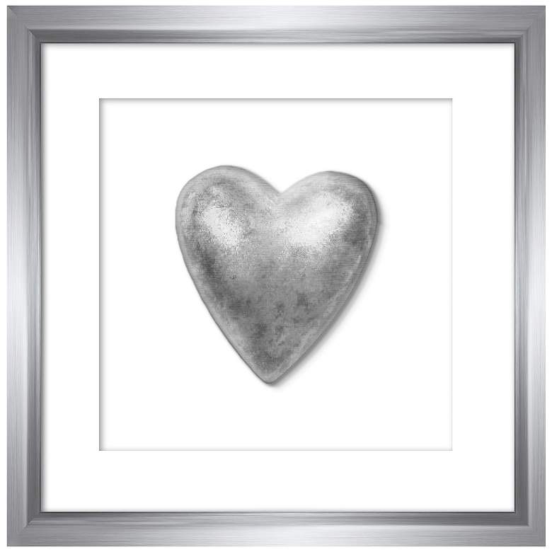 Silver Leafed Heart 9 1/4 inch Square Framed Wall Art