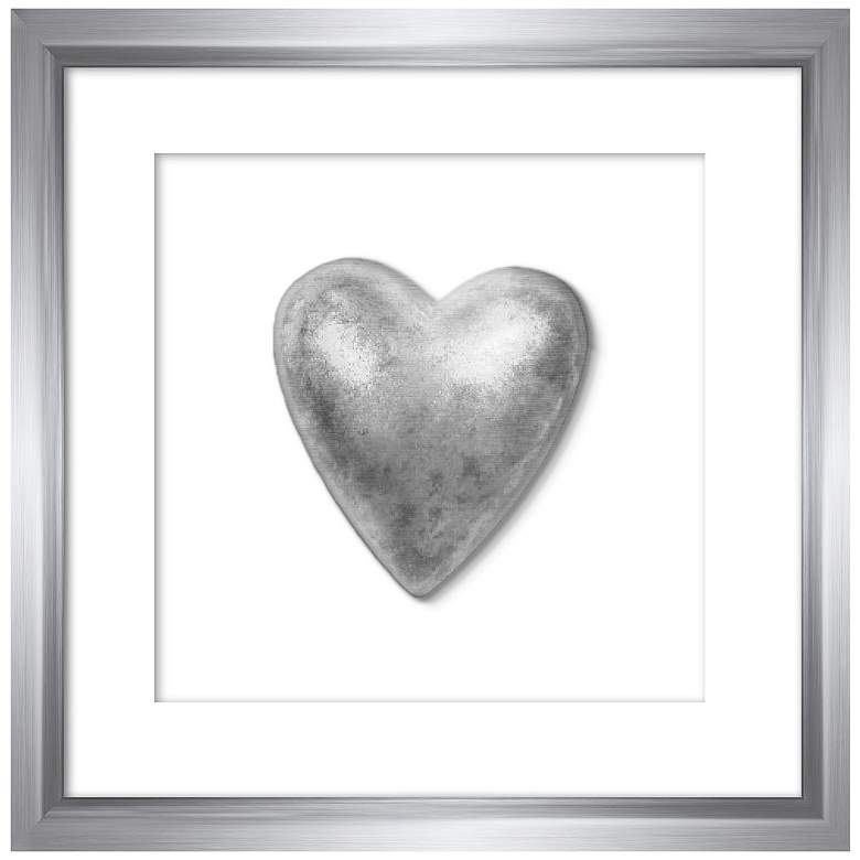 Image 1 Silver Leafed Heart 9 1/4" Square Framed Wall Art