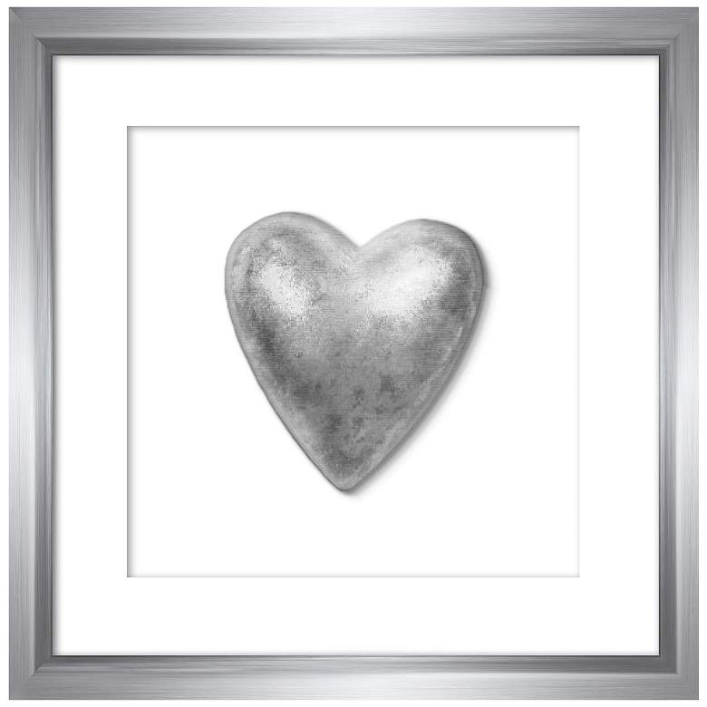 Image 1 Silver Leafed Heart 9 1/4 inch Square Framed Wall Art