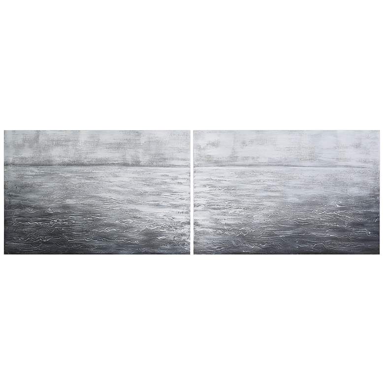 Image 2 Silver Light 36" Wide Metallic 2-Piece Canvas Wall Art Set