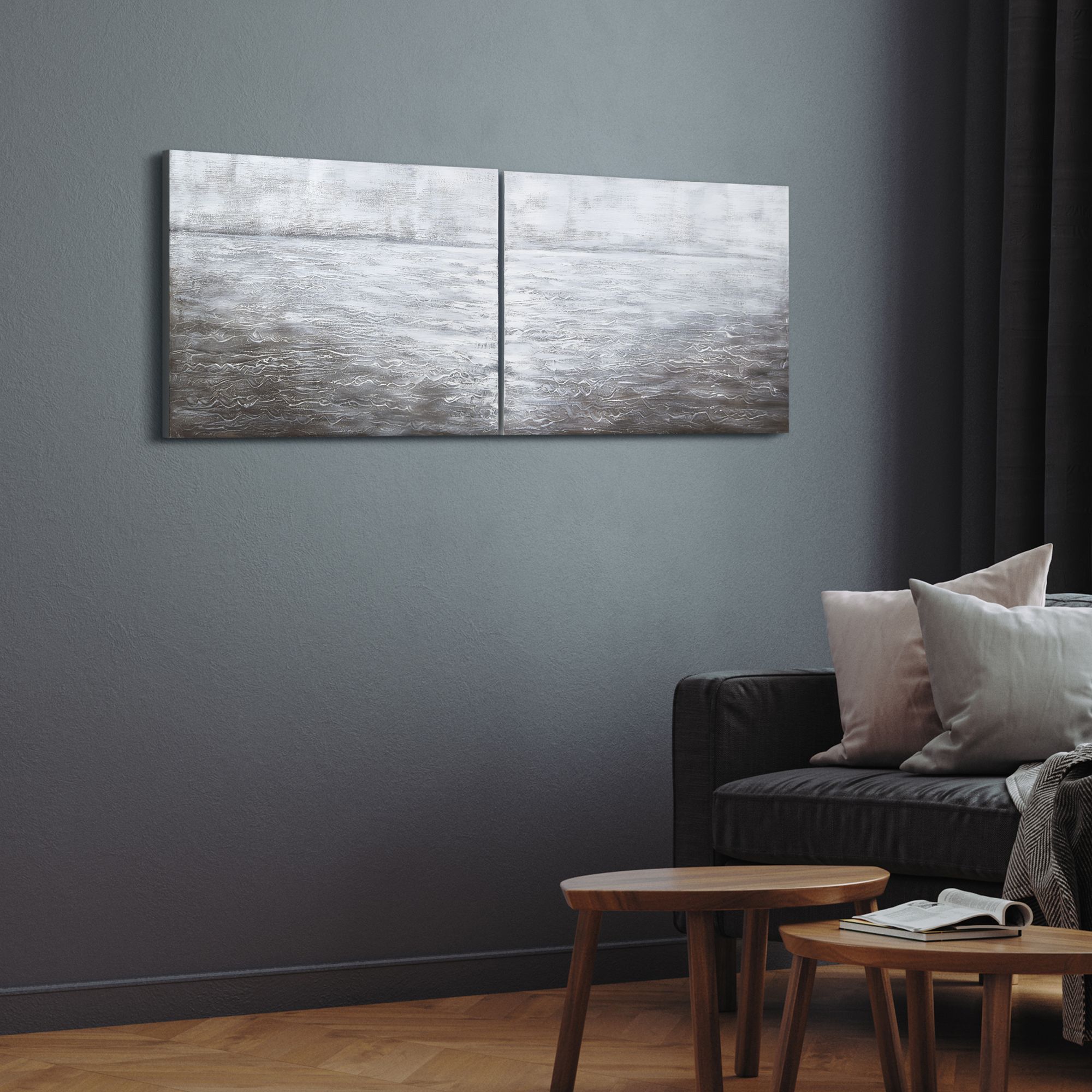 Image 7 Silver Light 36" Wide Metallic 2-Piece Canvas Wall Art Set more views