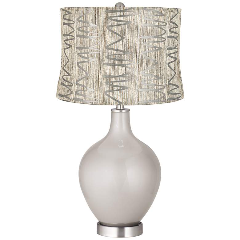 Image 1 Silver Lining Metallic Abstract Squiggles Shade Ovo Lamp