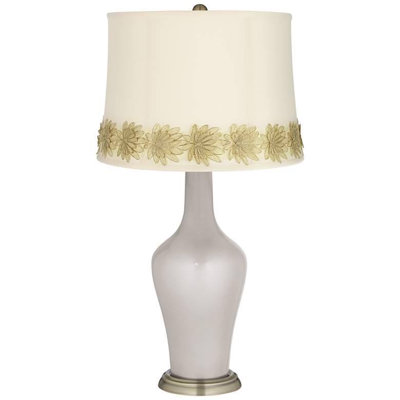 Image 1 Silver Lining Metallic Anya Table Lamp with Flower Applique Trim