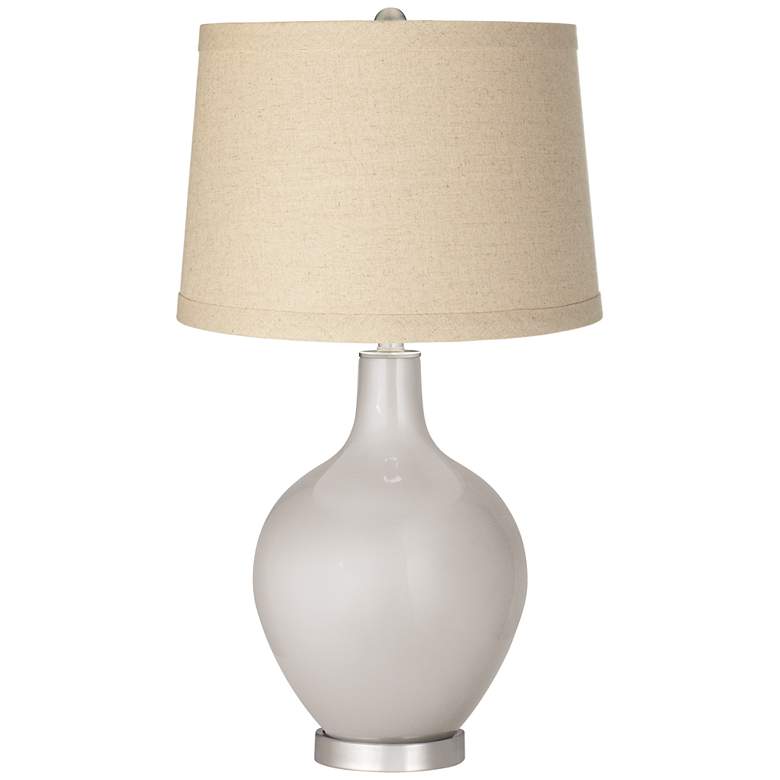 Image 1 Silver Lining Metallic Burlap Drum Shade Ovo Table Lamp