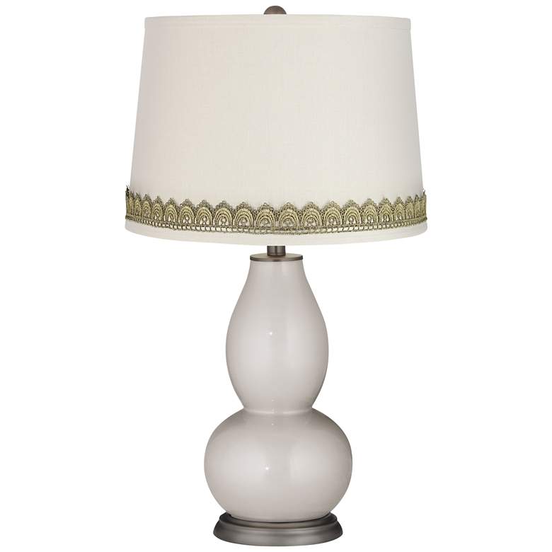 Image 1 Silver Lining Metallic Double Gourd Lamp with Scallop Lace Trim