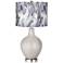 Silver Lining Metallic Feather Print Shade Ovo Table Lamp