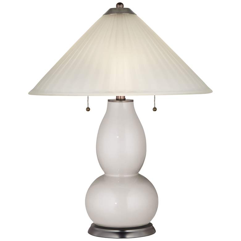 Image 1 Silver Lining Metallic Fulton Table Lamp with Fluted Glass Shade